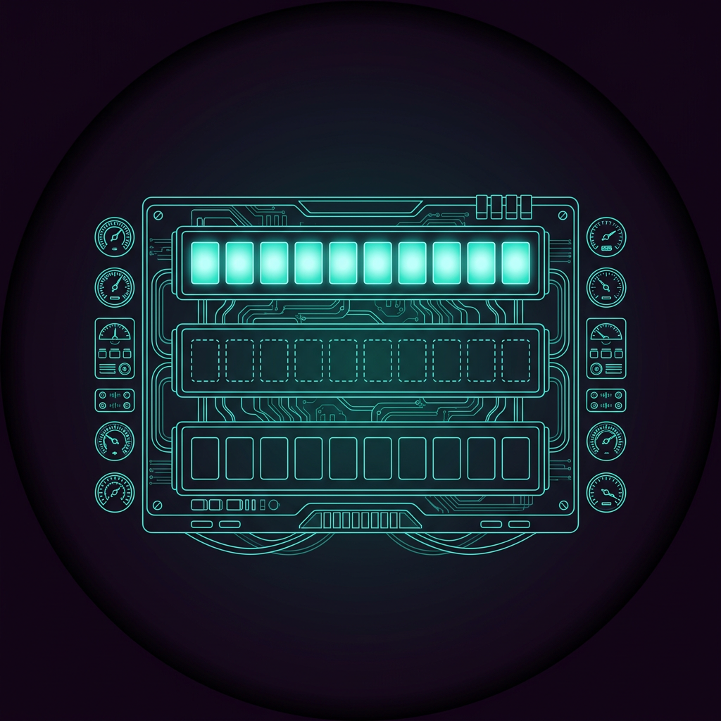 Illustration: a console with three lanes, one lit solid, one dashed, one hollow